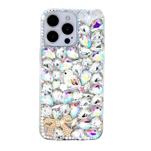 Ymyhyuxi Fundas para Samsung Galaxy A70 con diamantes de imitación 3D de lujo con brillantes y diamantes de imitación, diseño de pájaro del amor (pájaro blanco)