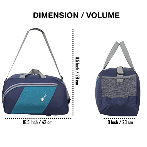 Image of Perfect Star 40L Travel Duffle Bag for Men & Women | Lightweight Polyester Luggage Bag Without Wheels | Water-Resistant Hand Carry Bag for Travel, Gym, Weekend Trips (42x23x29 cm) (Navy T-Blue)