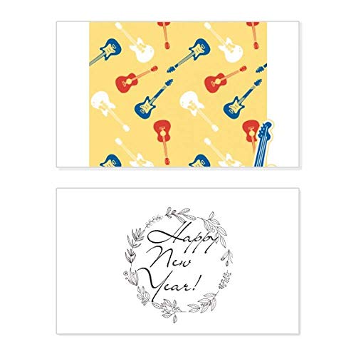 Carte de Nouvel An guitare jaune : message commémoratif et vœux de musique