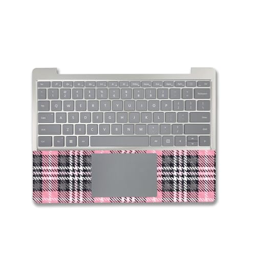Image of MightySkins Carbon Fiber Skin Compatible with Microsoft Surface Laptop Go 3 (2023) Full Wrap Kit - Pink Plaid | Protective, Durable Textured Carbon Fiber Finish | Made in The USA