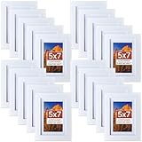 Container Furniture Direct 5x7 Inch Hanging Picture Frames for Wall, Desk and Tabletop with Easel Back, Plexiglass, and Dual Mounting Hanger for Horizontal and Vertical Formats, Set of 20, White