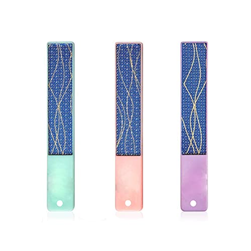 Nagelfeilen, 3 Stück Glasnagelfeile Professionelle Doppelseitige Geätzte Maniküre Nagelpflege (Grün, Pink, Lila)