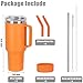 Temolulu 4 Pack 40 Oz Tumbler with Handle and Straw, Stainless Steel Double Wall Vacuum Insulated Cup, 40 OZ Travel Coffee Mug Bulk with Silicone Water Bottle Boot(Orange)