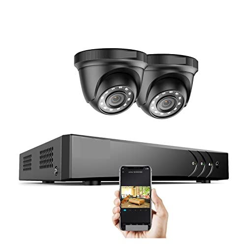 MEIVIYA 8CH 1080P FHD Sistema de videovigilancia H.265 + 5in1 5MP Lite Recorder 1080P Cámara de Seguridad Resistente a la Intemperie for Exteriores Kits de CCTV(None,2pcs Cameras)