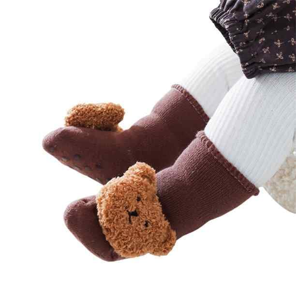 Calcetines bebes, Calcetines para niños/as, Calcetines suela antideslizante, Calcetin Transpirable bebe, Diseño oso, Mezcla algodón, Longitud pie 11 cm, Apto para niños de 0 a 6 meses