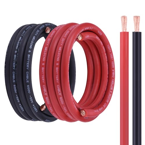 Image of 1 /0 Battery Cable, 1 /0 Wire 15FT Red+Black for Auto Marine Solar | 1 /0 Pure Copper Wire, 1 /0 OFC Wire
