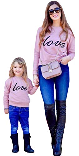 Y&TBABY Mommy and Me Shirt Love Print Long Sleeve Round ...