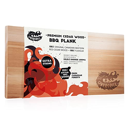 OVERGRILL Tabla de Madera de Cedro para Asar: Tabla de ahumar de Madera de Cedro XXL prémium - Tabla de Madera para Asar de Madera roja del Oeste Canadiense para un Suave Aroma a Humo y Parrillas Cover