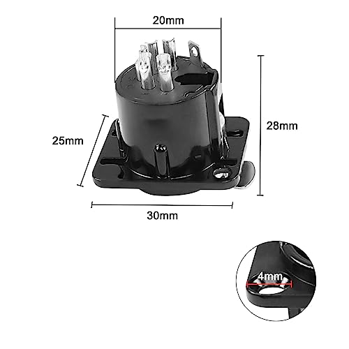 XMSJSIY 5 Pin XLR Panel Mount Connector XLR Female Socket Audio Speaker Microphone Connector D-Type Chassis Solder for Microphone Musical Instruments- 4pcs (5 Pin Female) - Image 2