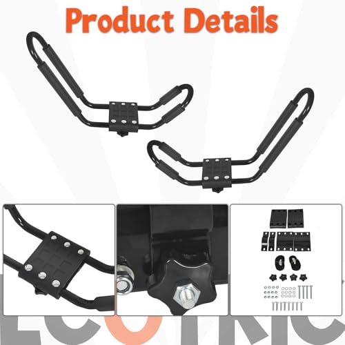 image for ECOTRIC Universal Kayak Roof Rack J-Bar Rack HD Kayak Carrier Holder C