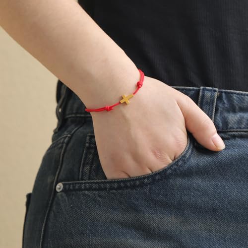 Red String Bracelets for Women Gold Luck Charm Bracelet Evil Eye Cross Bracelet Volleyball Basketball Bracelet for Men4