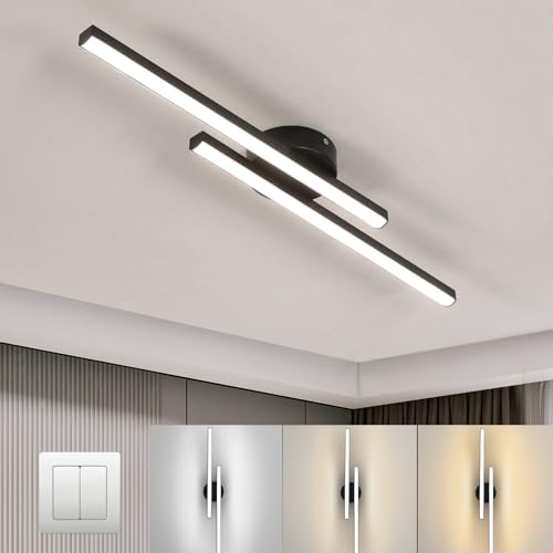 Toolight Plafoniera LED Soffitto Dimmerabile, Lampadario LED Soffitto 60cm, 17W 1910LM, 3000k/4500k/6500K Comando interruttore, Lampada da Soffitto Moderno per Soggiorno, Corridoio, Cameretta, Entrata