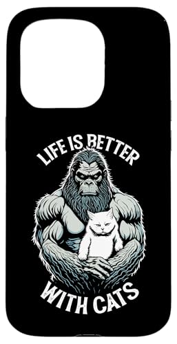Life Is Better With Cats Bigfoot ��������L�D���̌��t �X�}�z�P�[�X iPhone 15 Pro �p