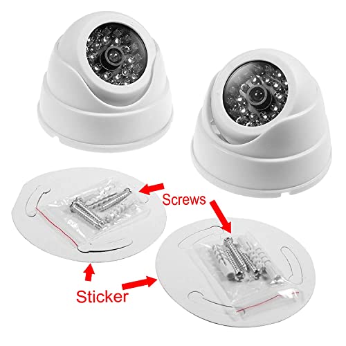 JZK 2 x nep-dummy bewakingscamera CCTV-dome-camera, met led-knipperlicht, echte replica wit - Image 3