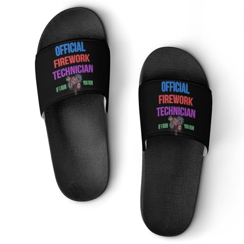 Official Firework Technician Fourth of July House Sandals Non-Slip Bathroom Slippers Beach Summer Shoes for Men Women