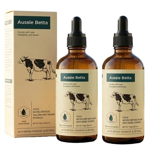Aussie Betta Oil Para La Cara Retinol Golden Micro-Peptide Tallow Serum-Gentle Anti-Aging for Sensitive Skin Daily Skin Conditioning & Moisture Support Healthy-Looking Glow (2Pc)
