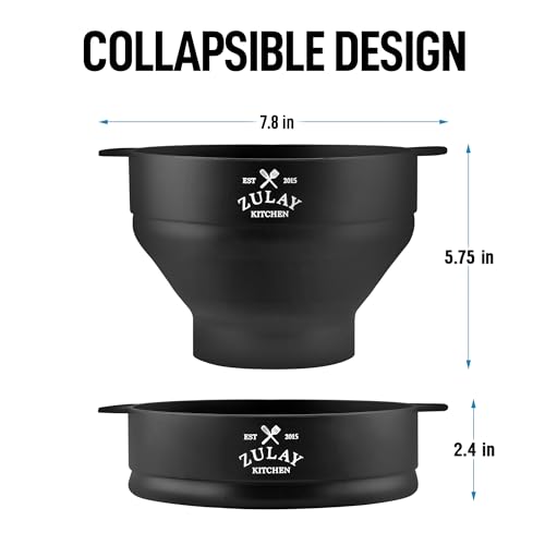 Image of Zulay Microwave Popcorn Popper Bowl Maker with Lid - Collapsible, BPA-Free Silicone, Dishwasher Safe, Wide Spacious Size, No Oil Needed - Family Movie Night Supplies - Black