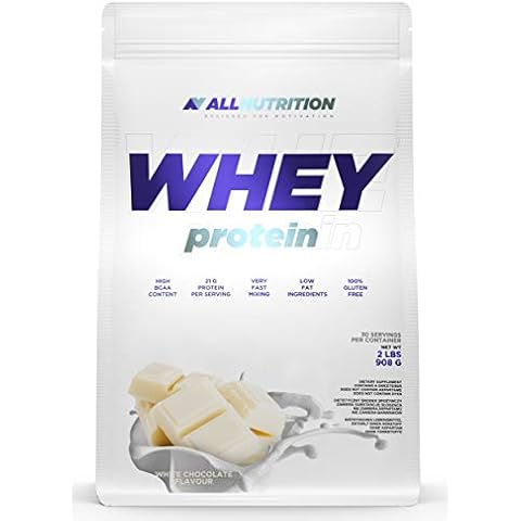 ALLNUTRITION Ultra Whey Pudding Delicious Dessert WPI and WPC Protein Powder Muscle Building 100% Gluten Free Low Fat Branched Chain Amino Acids 908g White Chocolate Cover