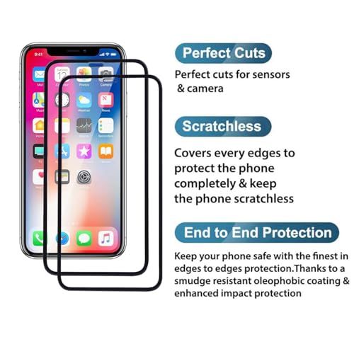 Image of Tempered Glass Screen Protector for iPhone 11 Pro /iPhone X /iPhone XS (5.8 Inch) | Pack of 2 | 9H Hardness | Edge-to-Edge Full Coverage | Anti-Scratch | HD Clear Bubble-Free