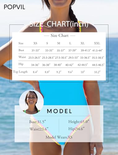 Image of popvil Women One Piece Swimsuit Colorblock Ruched Bathing Suit | Adjustable slider straps, Multi neon trim, Long torso, Detachable padding, Quick dry fabric, Beach Vacation