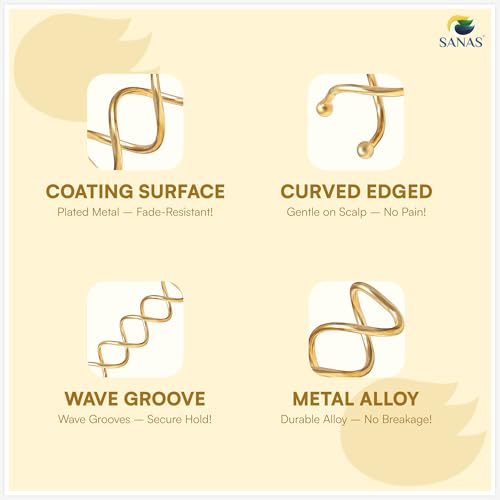 Image of Sanas Hair Pins for Hair Styling (10Pcs) U Pin for Hair Clips for Hair Styling Hair Pins for Women Wedding Girls Juda Pins For Hair Bun Accessories & Clips for Women Spiral U Pin (10Pcs) (Golden)