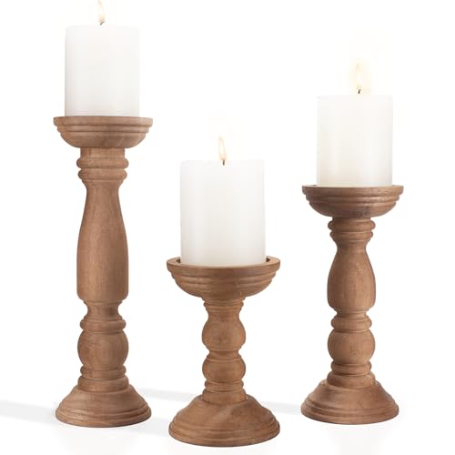 Farmhouse Wooden Candle Holder Set