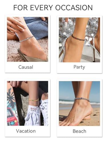 ChainsHouse Women Anklets Ankle Bracelets, Stainless Steel Cuban Link Anklet Feet Jewellry Men Chain for Summer Beach, Silver/Gold Plated/Black - Image 4