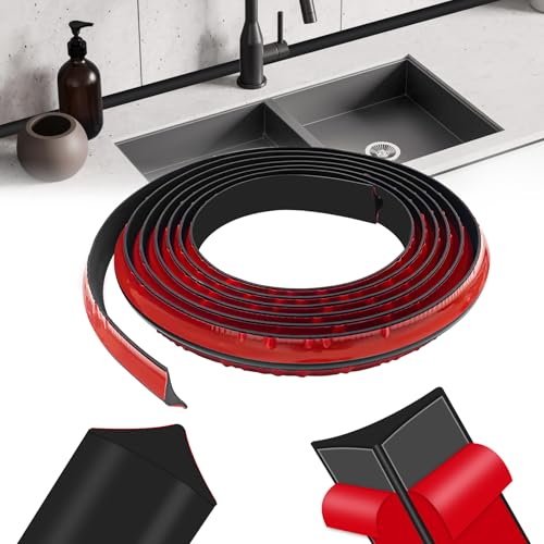 Winkelleiste Selbstklebend,3m Küchenleiste Arbeitsplatte,Zierleisten Sockelleiste,Abschlussleiste Selbstklebend (Schwarz)