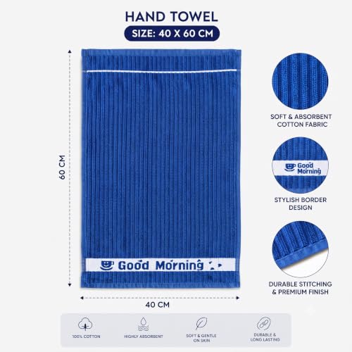 Image of Hand Towel Set of 6 (40x60 cm, 450 GSM) - Soft Cotton, Absorbent, Quick Dry - Bathroom, Wash Basin, Kitchen, Travel & Gym Face & Hand Towel for Men & Women-Multicolor
