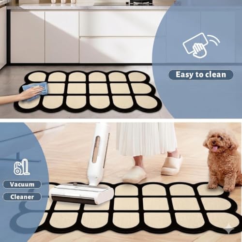 Image of Kitchen Anti Slip Mat for Floor, Waterproof Washable Kitchen Mats, Non Slip Kitchen Floor Mats for Home, Soft Mats for Kitchen, Kitchen Mats for Floor Anti Slip (Fancy Cream Ladder)