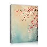 和風キャンバスプリント桜キャンバスウォールアートレトロシックホームデコレーションベッドルームリビングルームダイニングウォール装飾写真60x72cmインナーフレーム