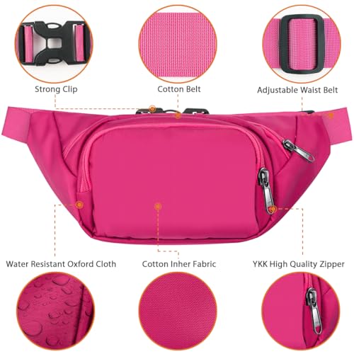 Image of Large Fanny Pack for Women Men - Syican Waist bag with 3-Zipper Pockets Rose