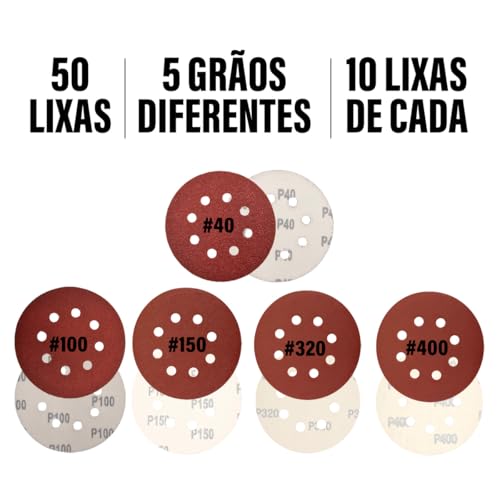 ELITE SUPERFLEX - Disco de Lixa Velcro 125mm 50 unid + Suporte p/Disco Elite