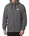 Nike Mens Sportswear Full Zip Club Hooded Sweatshirt Charcoal Heather/White 804389-071 Size Large