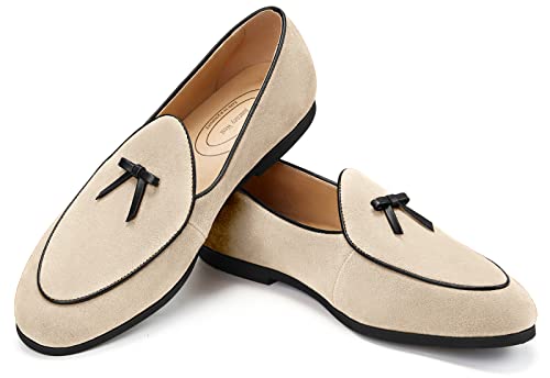 Image of Journey West Men's Suede Leather Belgian Loafers for Men Slip-on Casual Penny Casual Loafers
