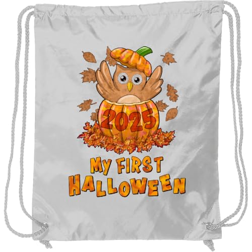 inktastic My First Halloween 2025- Owl in Pumpkin Drawstring Bag White 463d6