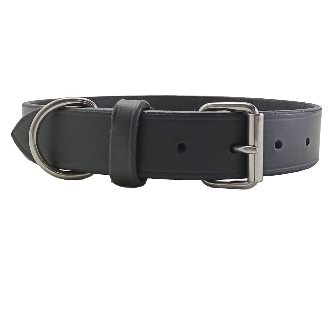 Comrade Saddlery Leather Dog Collar, Super Soft Genuine Leather Belt with Stainless Steel Buckle and D Ring,Dog Leather Collar for Medium & Large Dogs,Color-Black, Size-26 Inch (B0BP2H2RLJ) Amazon Price History, Amazon Price Tracker
