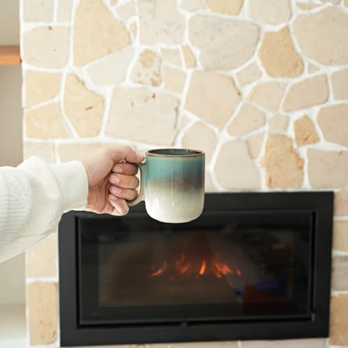 Set de 4 tazas de cerámica para café 14 oz con asa grande miniatura 5
