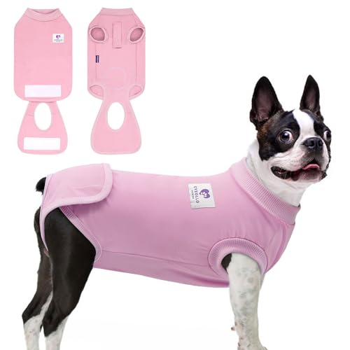 Image of cyeollo Dog Surgery Recovery Suit Soft Breathable Female Male Pet Bodysuit for Spay, Neuter, Surgical Recovery Shirt for Small Medium Large Dogs, Pink, L