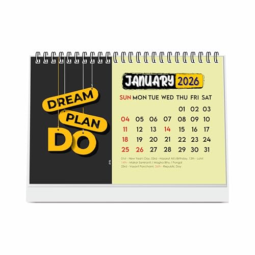 ESCAPER Dream Plan Do 2026 Motivational Desk Calendar – A5 Table Calendar with Inspirational Quotes, Desktop Planner for Office & Home, New Year 2026 Calendar