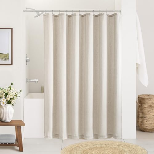 DUKIYO Oatmeal Linen Shower Curtain for Bathroom Water Repellent 72x78 Inch