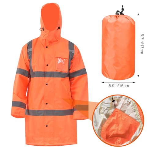 Image of A-SAFETY High Vis Rain Jacket Trench Coat &Safety Rain Jacket RIVER OTTER Rain Bibs ANSI Class 3