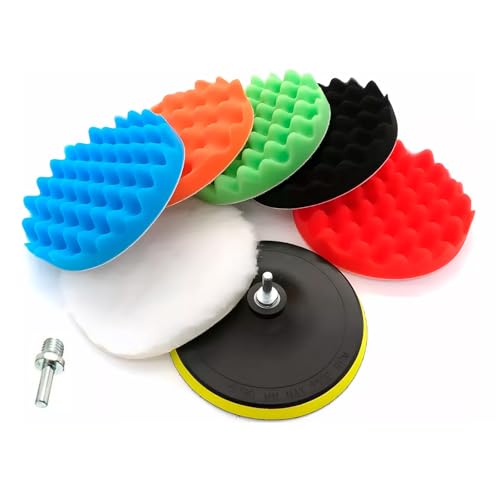 La Mejor Lista de Pulido comprados en linea. 45 Almohadillas Pulidora Kit Esponja Lana Espuma Encerado Borla Pulgadas 5/7 Pulir Auto Esmalte Coche Set 8pzs (5 Pulgadas)