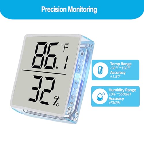 Image of Large Digital Reptile Thermometer and Humidity Gauge, Bearded Dragon Tank Accessories, Hygrometer for Leopard Geckos, Crested Geckos, Hermit Crabs, Ball Pythons