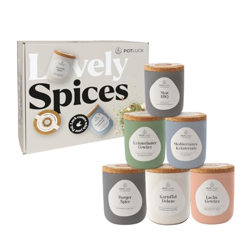Potluck | Grillfest Set 6er | Gewürzmischungen im Keramiktopf | Vegan, glutenfrei und mit natürlichen Inhaltsstoffen