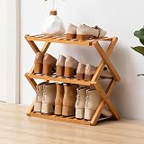 Zapatero De Bambú De 3 A 6 Niveles, Plegable, Sin Montaje, Organizador Portátil Para Entrada, Pasillo, Sala Estar Y Espacios Pequeños, Con Capacidad Para Hasta 36 Pares De Zapatos, original color-3 Ti