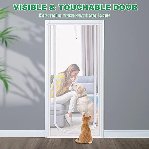 Cat Screen Door, MYPIN Upgraded 31.5X82 Heavy Duty Magnetic Screen Door for Cats Anti-mosquito Door Curtain Pet Fly Screen Door with Bilateral Zipper, Prevent Dogs Cats Running Out from Home(S)
