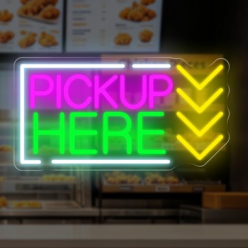 Image of Pick Up Here Neon Sign Coffee Restaurant Pick-up Area LED Light