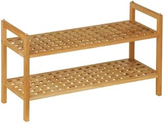 Premier Housewares 2-Tier Shoe Rack Walnut Wood Shoe Racks Storage Adjustable Shoe Rack Shoe Rack Small Shoe Rack 40H x 70W x 27D In cm