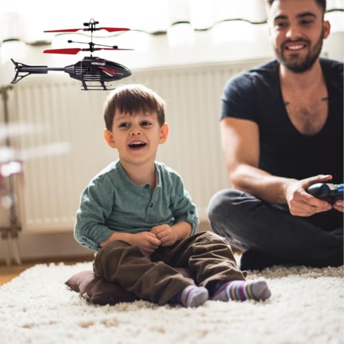 Image of RC Helicopter with Hand Gravity Sensor for Kids Flying Remote Control Toy, Chargeable LED Light & Smart Safety Sensor, Indoor Outdoor Play, for Boys & Girls - Pack of 1 ((Blackgreen)